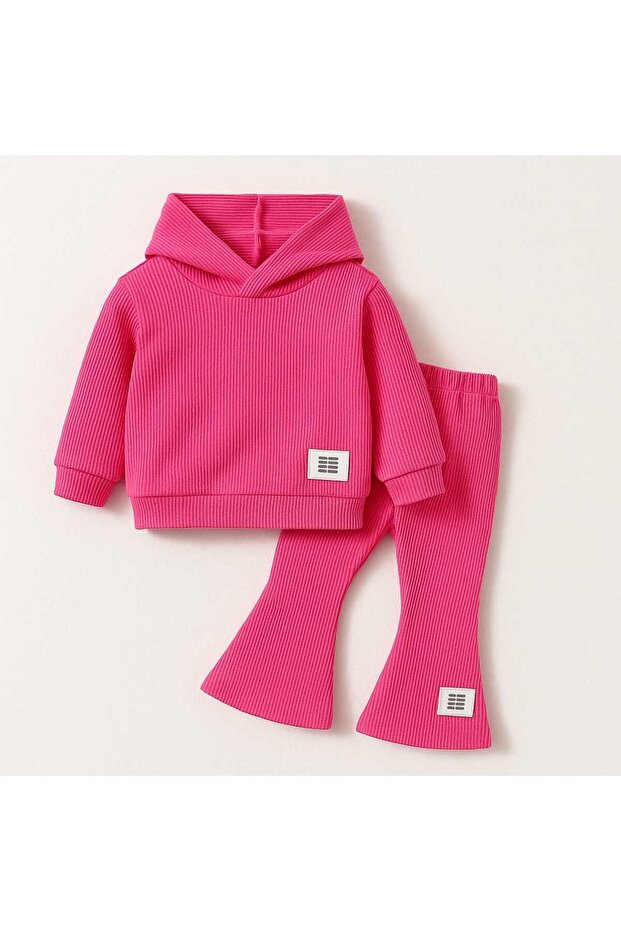Girl's Hooded Long Sleeve Sweatshirt and Spanish Pants Bottom and Top Set