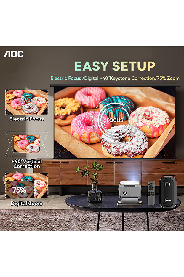 Portable Projector 4K Support, 12000 Luemn/Electric Focus/Projector with Wifi and Bluetooth - 6