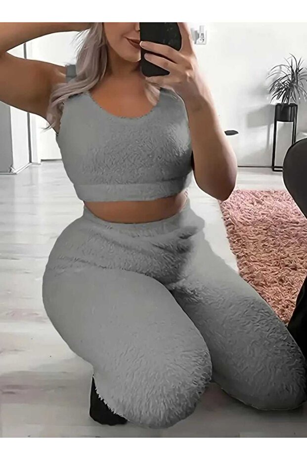 Women's Plush Singlet and Tracksuit Set