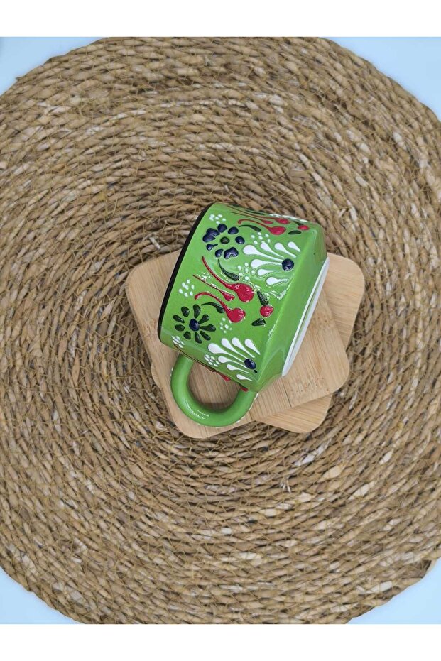 2 قطعة كوب سيراميك مصنوع يدويًا بنمط منقوش - 4