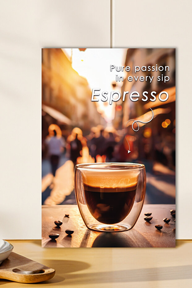 1 قطعة طاولة MDF ذات مظهر خشبي مكتوب عليها Pure Passion Every Sip Espresso