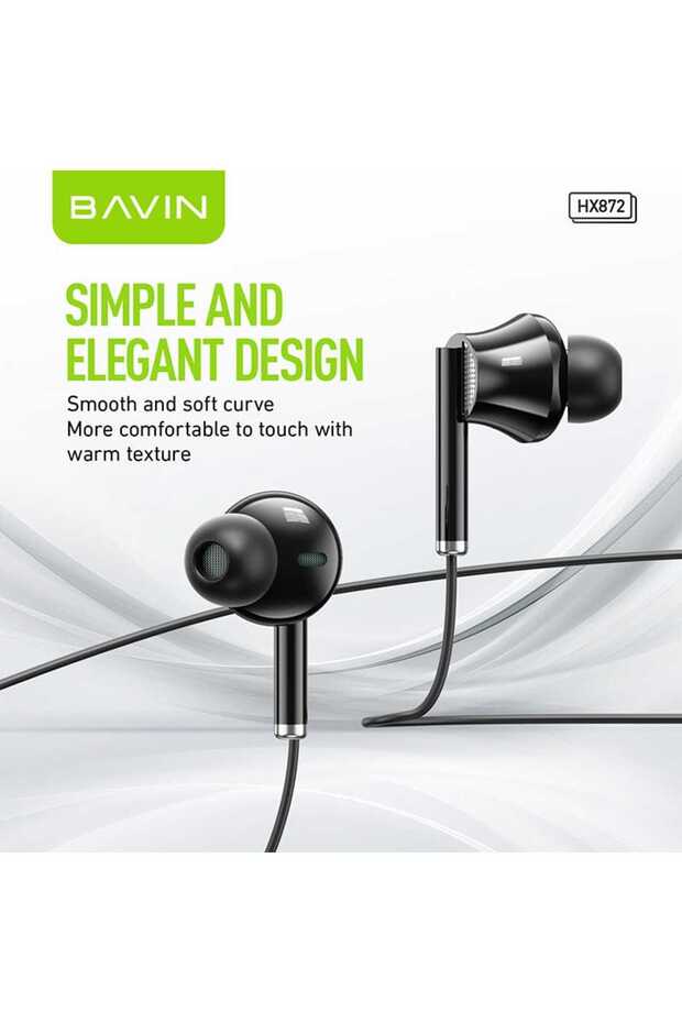 HX872 Type-C Wired Earphone with Microphone, HD Stereo Sound, and Bass Sound, Black - 5