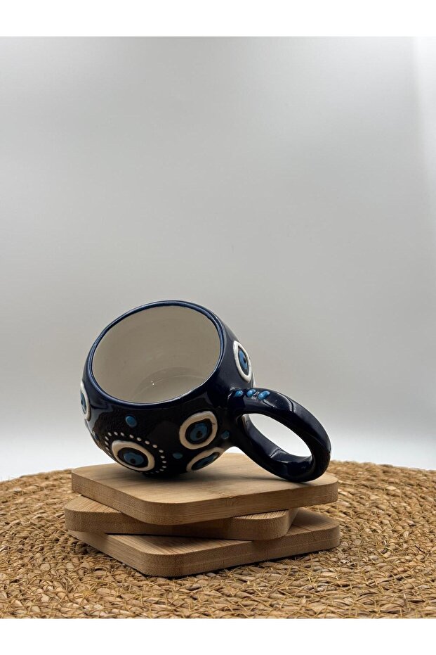 2 Pieces Handmade Ceramic Mug with Embossed Pattern - 3