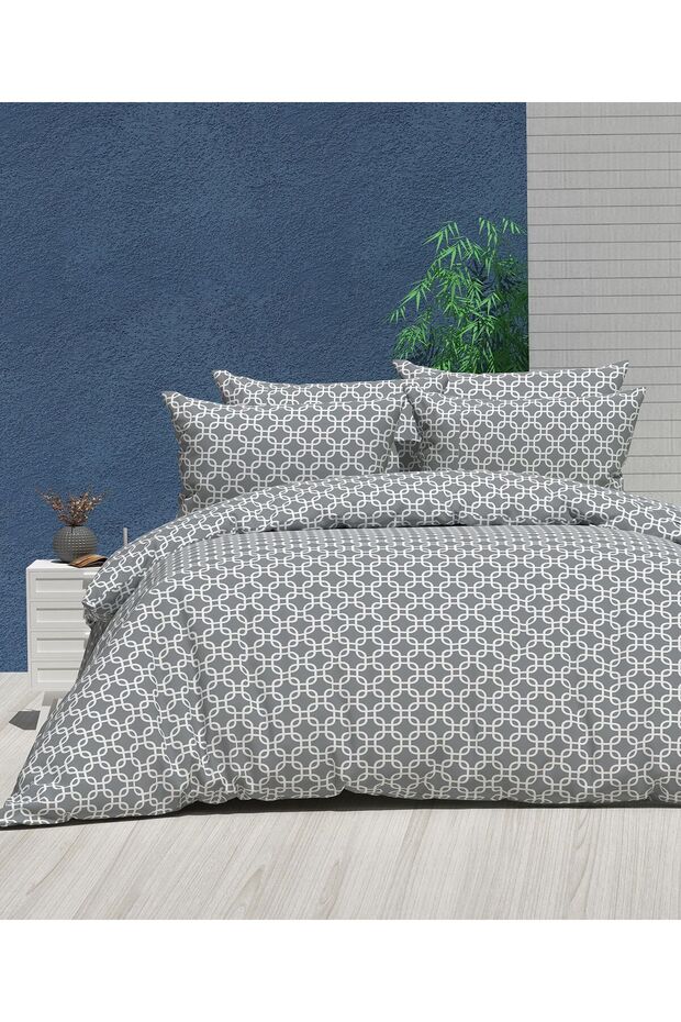 طقم غطاء لحاف بنمط ريش مزدوج (مع ملاءات مرنة)