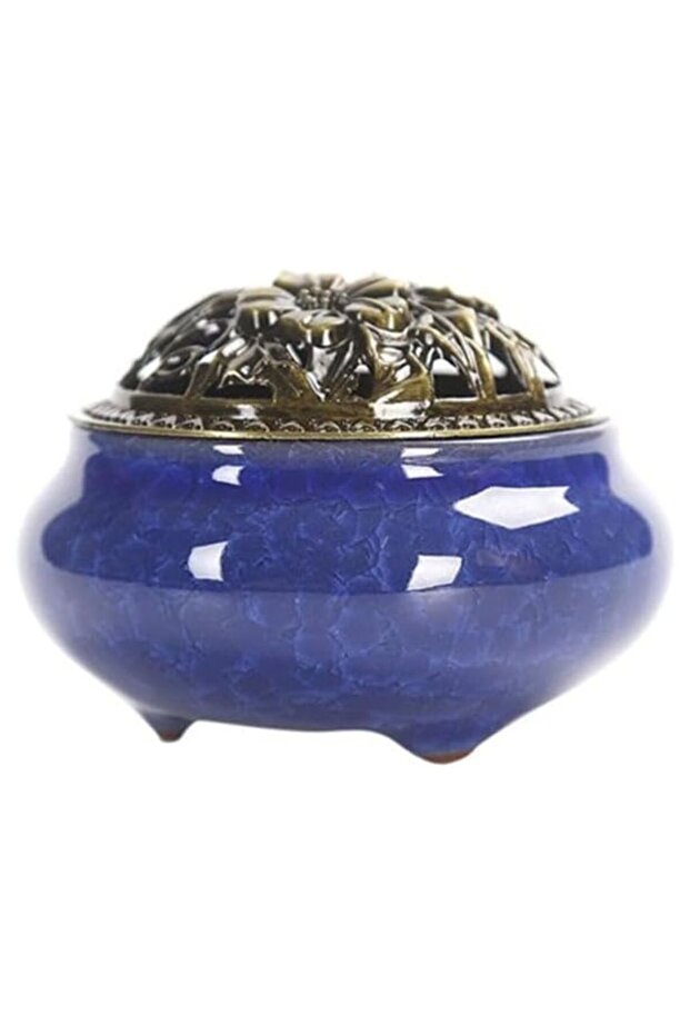 Ceramic Stoneware Incense Burner Purple 10X7.2 cm