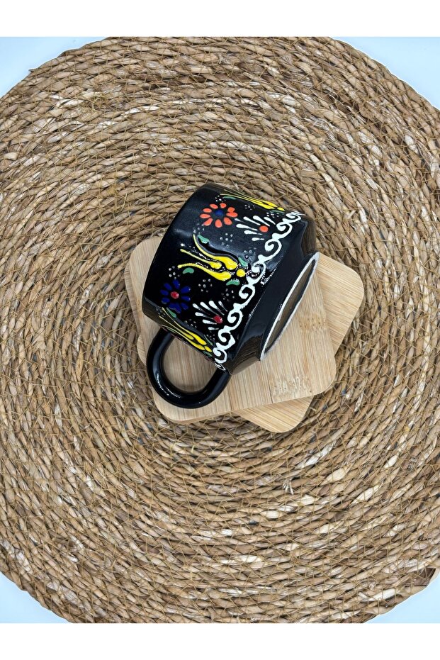 2 قطعة كوب سيراميك مصنوع يدويًا بنمط منقوش - 4