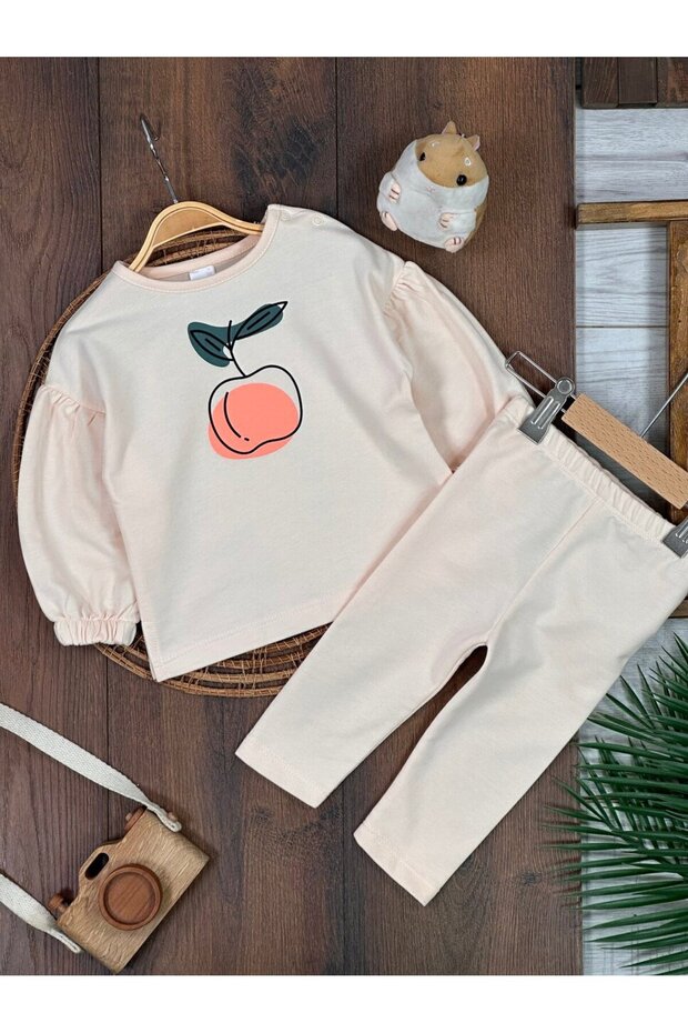 Cotton Fruit Patterned Long Sleeve Baby Girl Set of 2