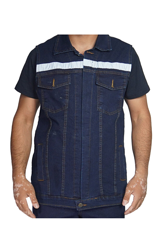 İŞÇİ TİPİ REFLEKTÖRLÜ ERKEK KOT YELEK - 2