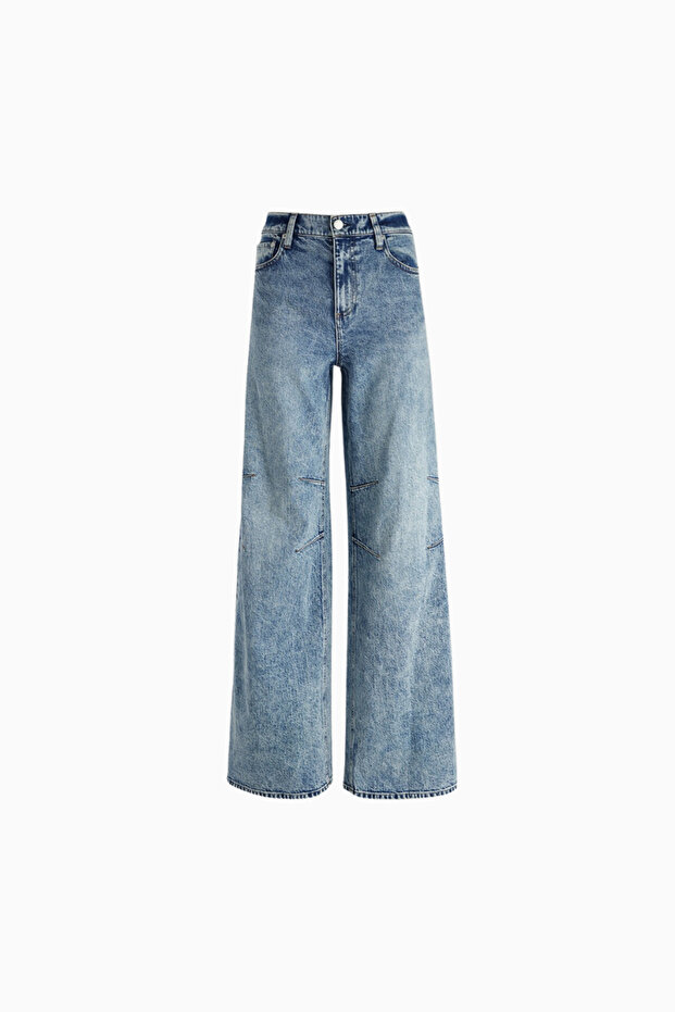Wide leg denim pants
