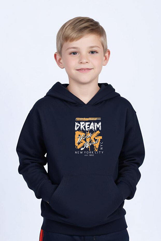 Kangaroo Pocket Hooded Dream Big Printed Boy's Track Suits