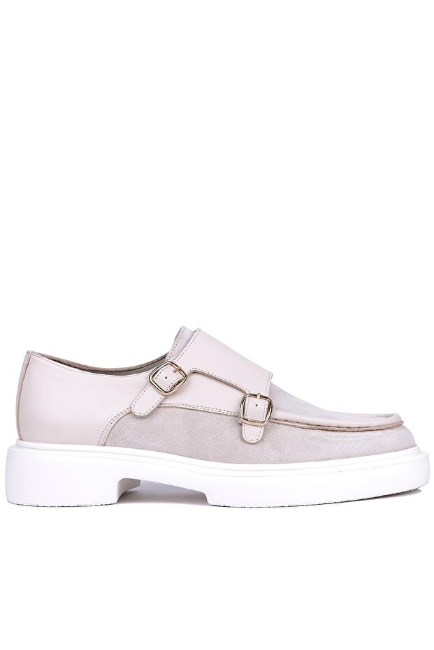 - Beige Genuine Suede, Leather Buckle Men's Classic Shoes 115-K575