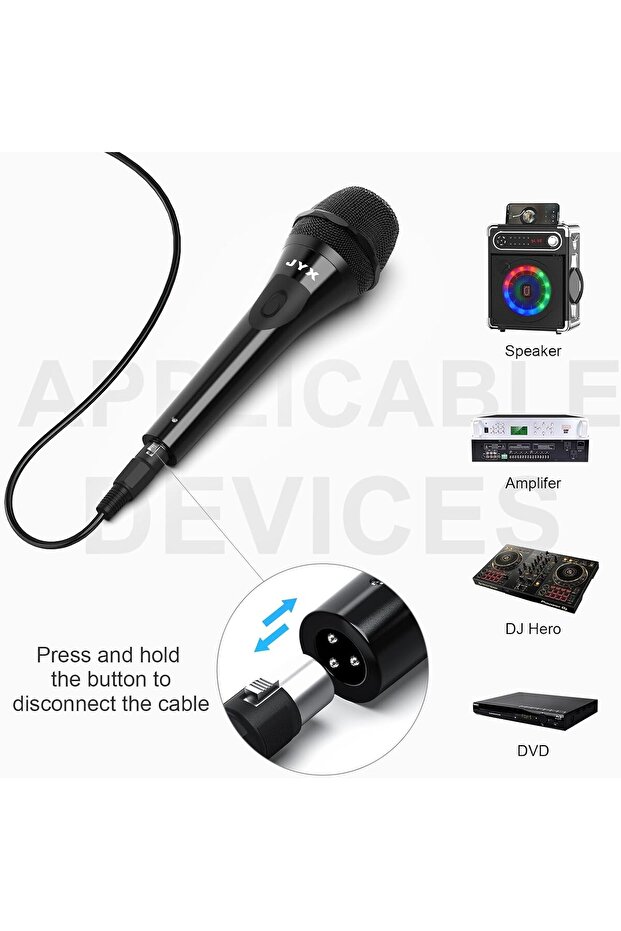 Wired Microphone with 10Ft XLR Detachable Cord to 1/4” Audio Connector, Dynamic Handheld Micro - 7