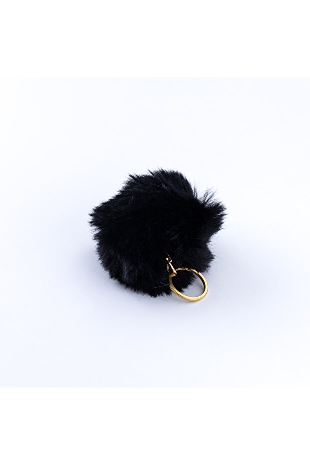 سلسلة مفاتيح من القطيفة، باللون الأسود - 1