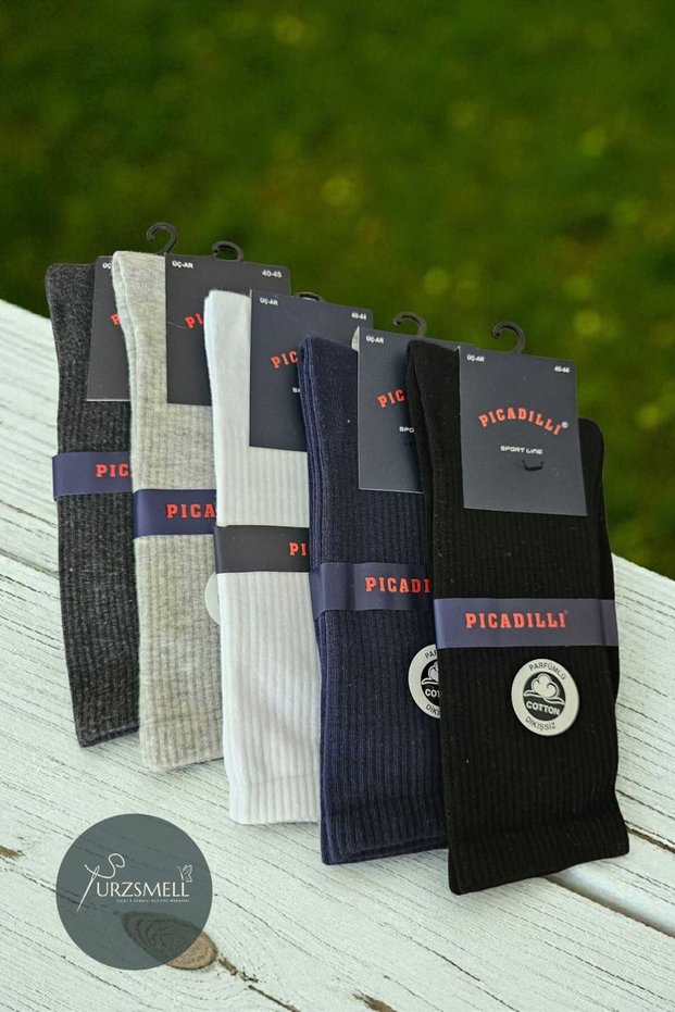 Men's Organic Cotton Tennis Socks – Suitable for Daily and Sports Use 5 Pack 5 Colors (1Er Pair)
