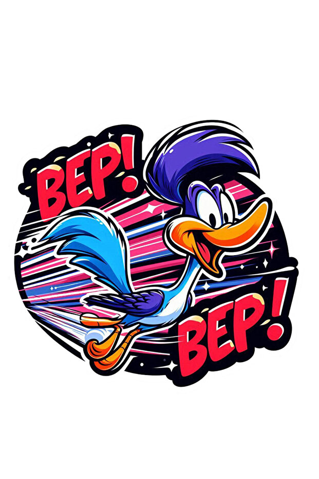 Bep Bep Bep Roadrunner Sticker Car, Motorcycle, Helmet, Laptop, Glass Sticker 13X13 cm
