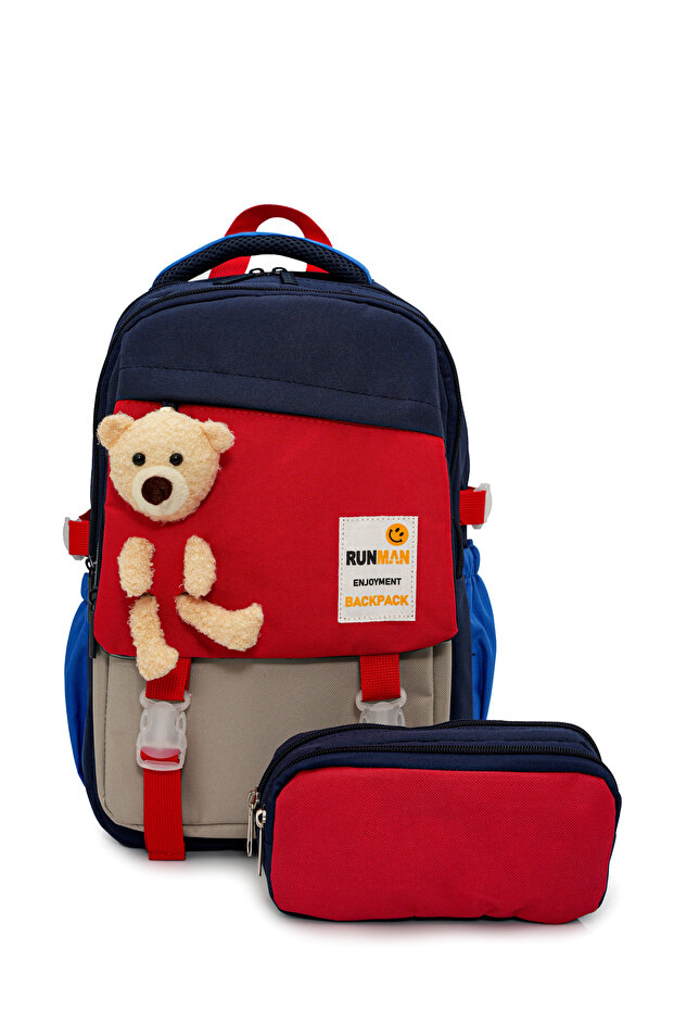 Unisex Children's Primary School Bag Set with Plush Teddy Bear Detail