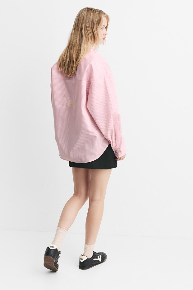 Çizgili poplin gömlek - 3