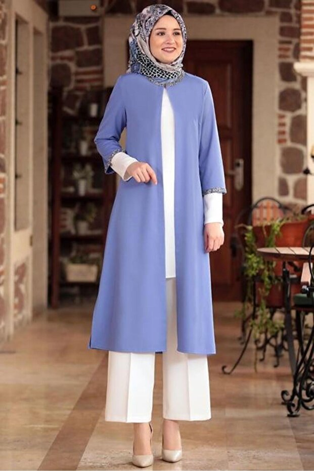 Taş İşlemeli Ceket Bebe Mavisi - 3