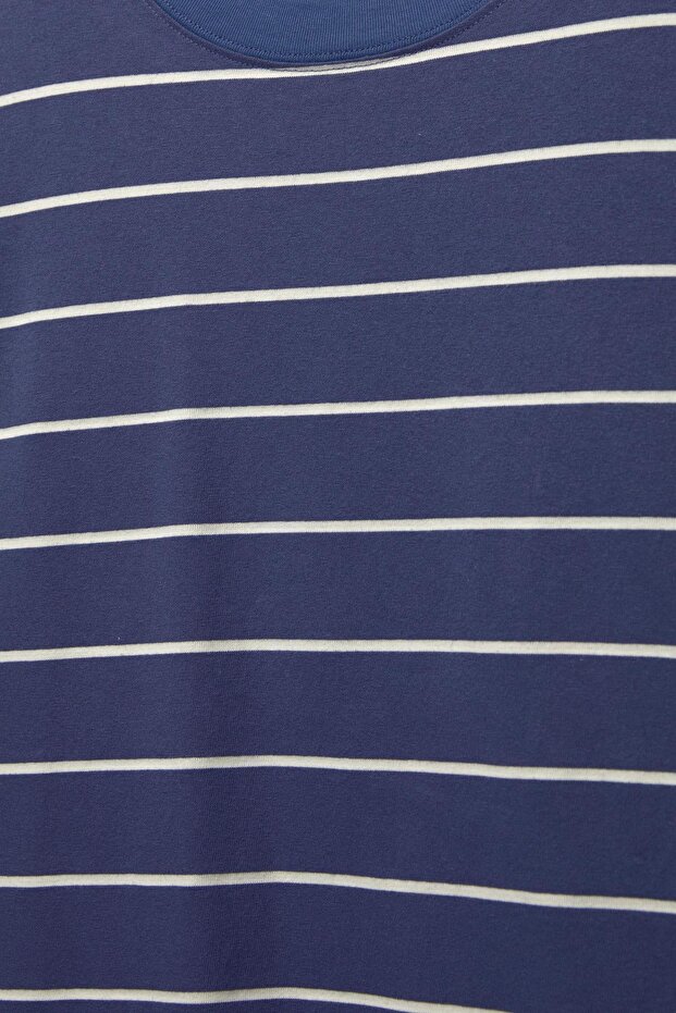 Mavi çizgili t-shirt - 6