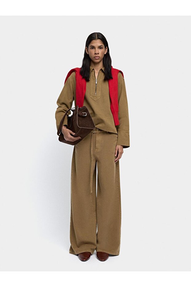 Fermuarlı Denim Gömlek - 5