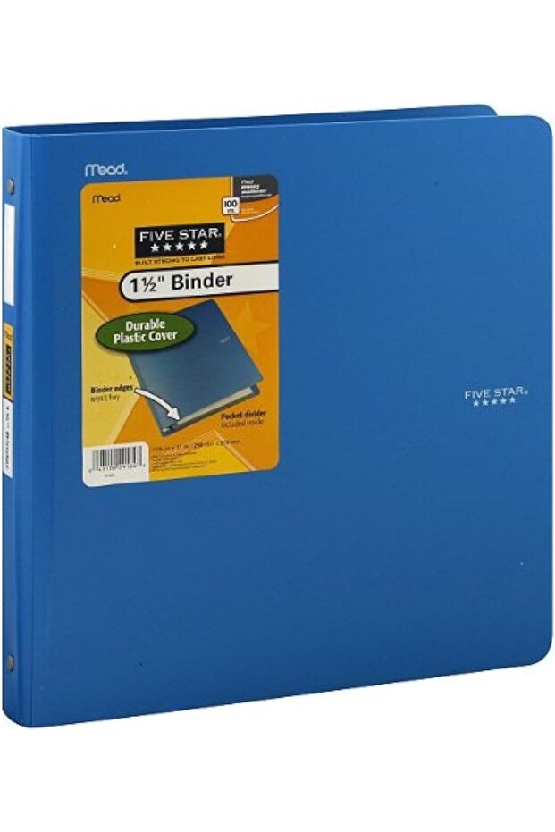 Five Star Binder, 1-1/2 Inch, 1 Binder, 300 Sheet Capacity - Color May Vary