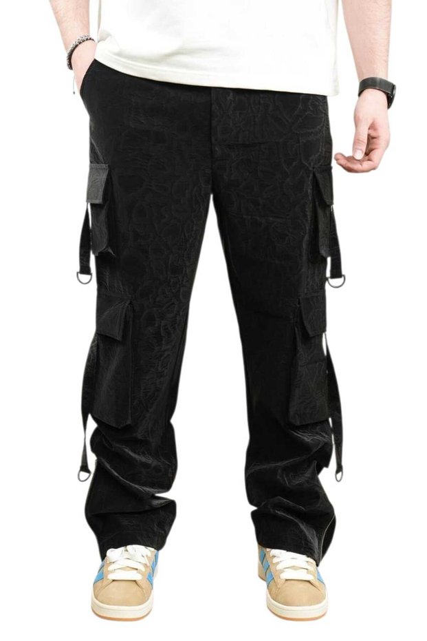 Black Pocket Detailed Elastic Waist Trousers