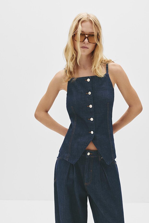 Askılı denim top - 4