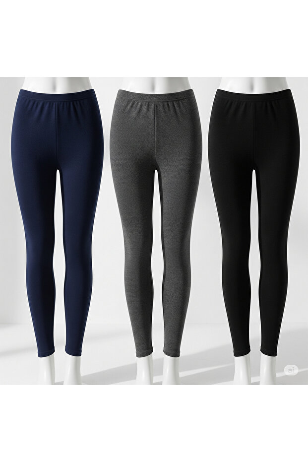 | 3'Color 3'Pieces | Thermal Leggings Pajamas Underwear Soft Comfortable Leggings (Black Navy Blue Anthracite)