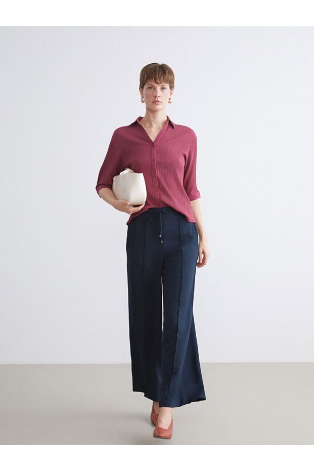 Quality Pieces from Çelebi Store Wide Leg Women's Pants with Waist Cord
