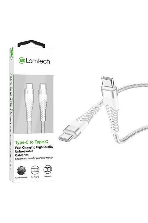 Charging and Data Cable, Type-C to Type-C, Unbreakable, 1m, White - 1