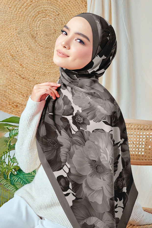Bursa Silk Shawl - Lilac Garden Series - New Collection - Mink