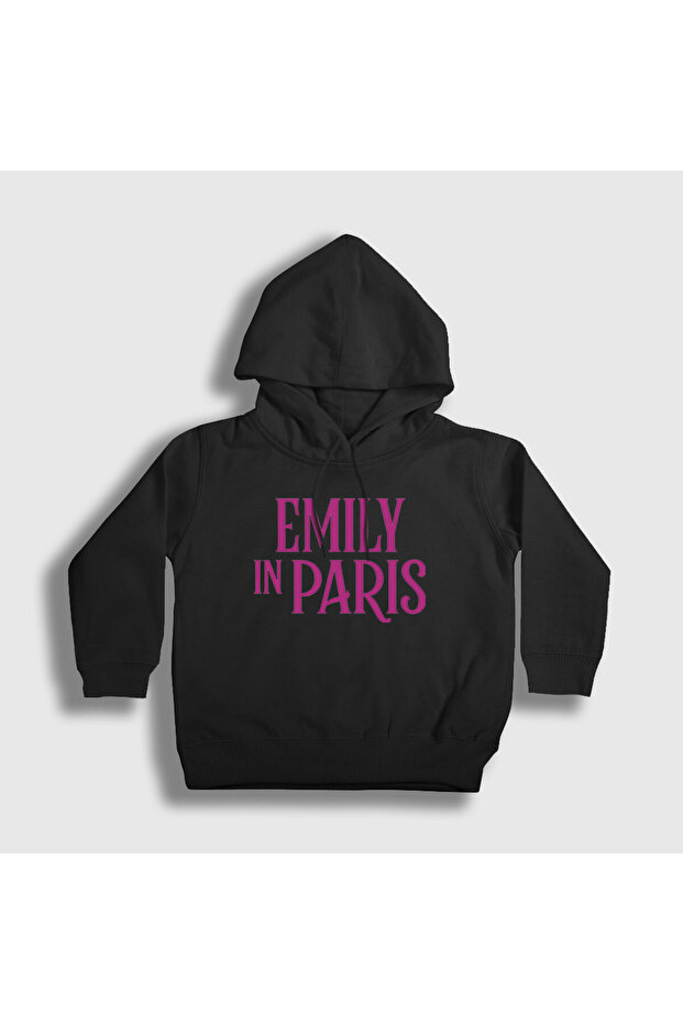 Unisex Kids Black Logo Emily in Paris Hooded Sweatshirt 567338Tt