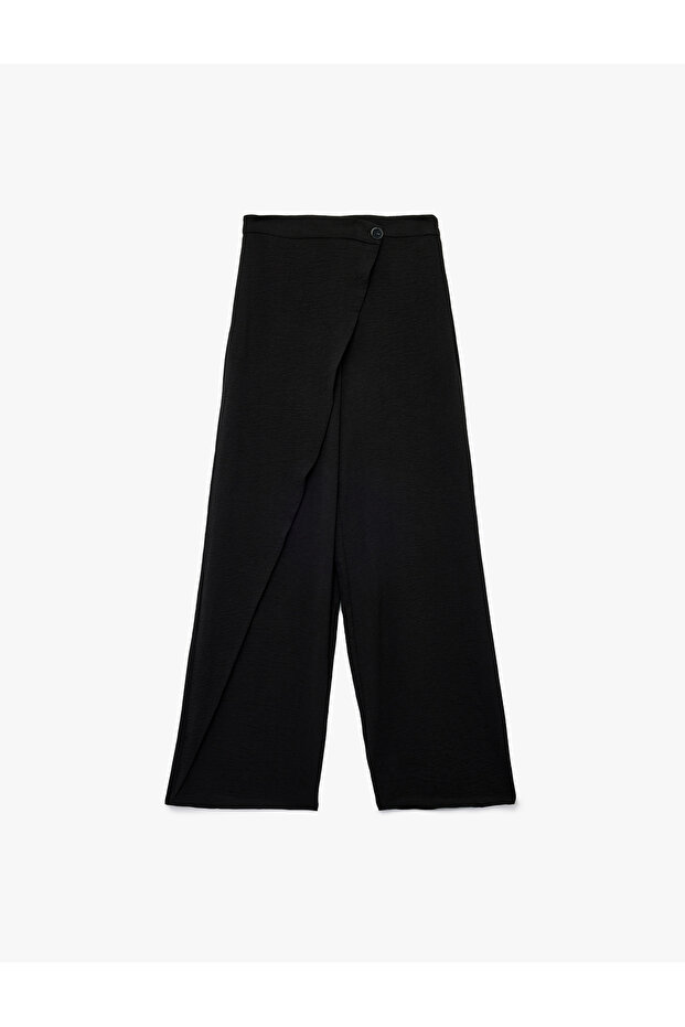 Aerobin Fabric Wide Leg Trousers with Asymmetric Cap Detail