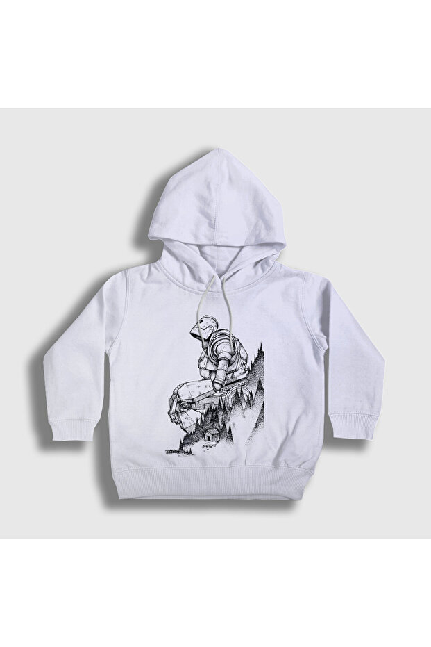 Unisex Kids White Hill Iron Giant Hooded Sweatshirt 566650Tt