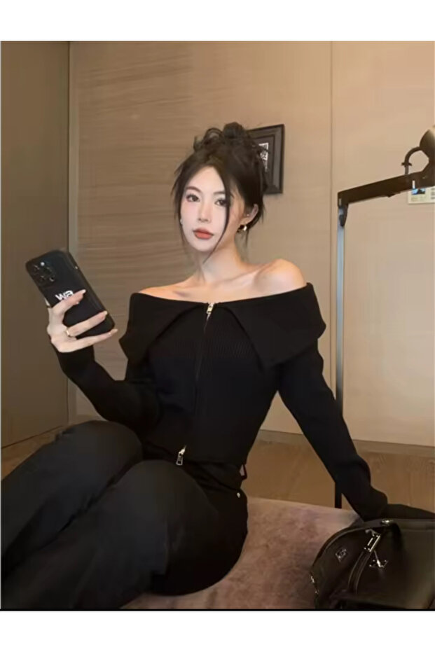 Çift Fermuarlı Basıc Hırka - 4