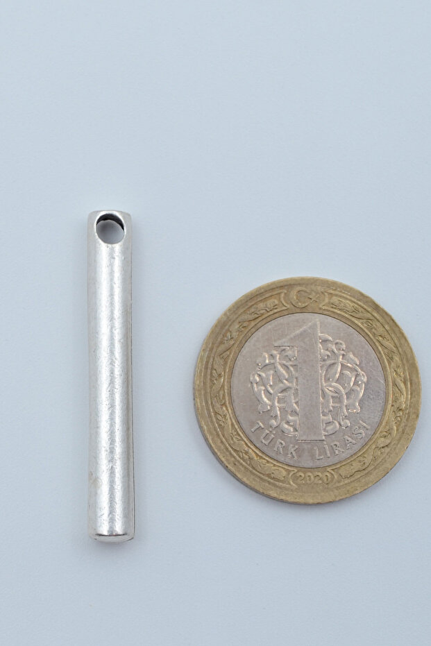 Silindir Çubuk Gümüş Kaplama Deri İp Kolye - 4