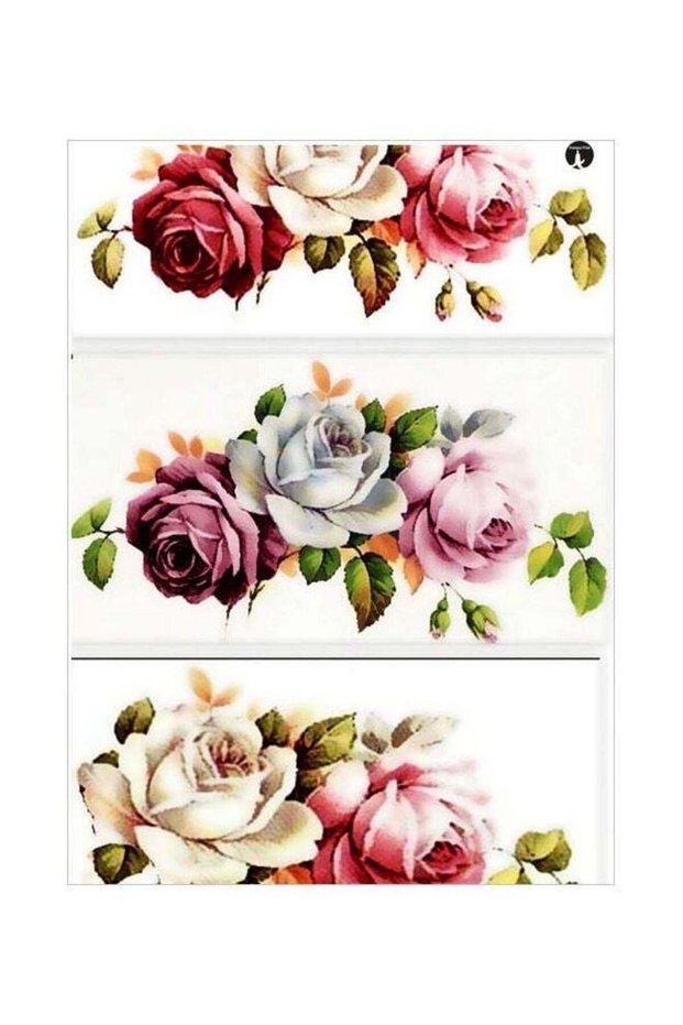 Floral Themed Metallic Plate White/Red/Purple 20x15cm