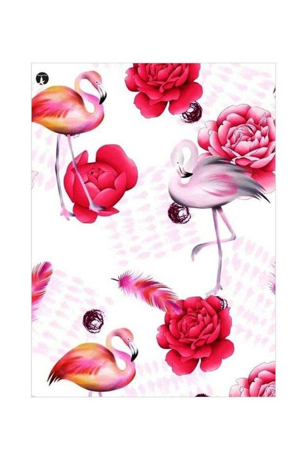 Flamingo Themed Decorative Metallic Plate Pink/Red 20x15cm