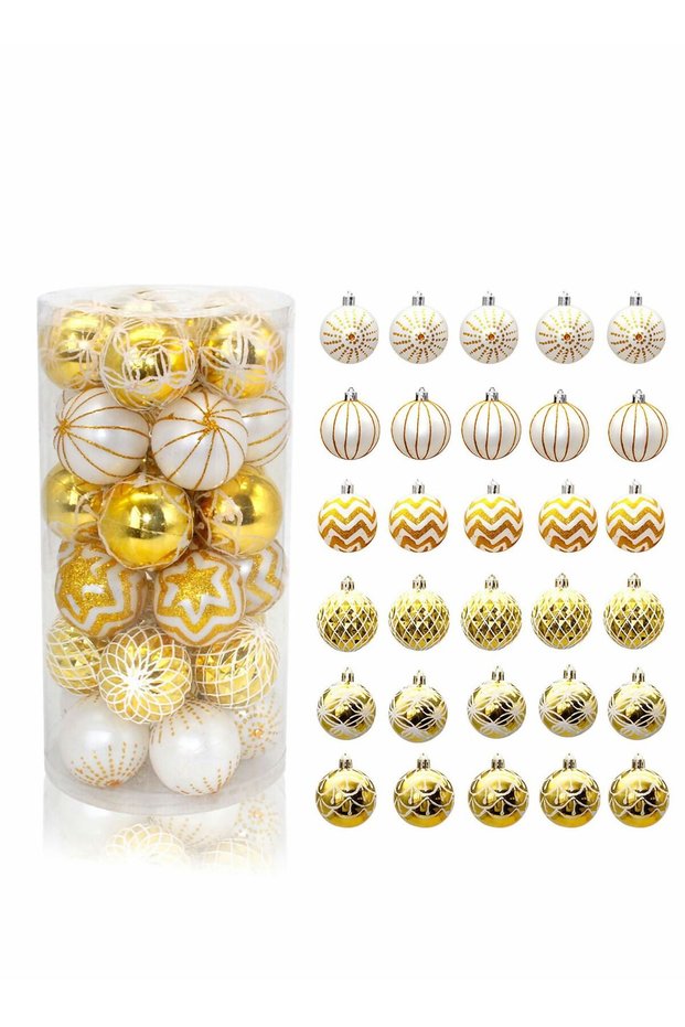 Disco Balls 30PCS 60mm Gold & White Tree Decoration Ornaments for ree Home Office Decor Gift Party