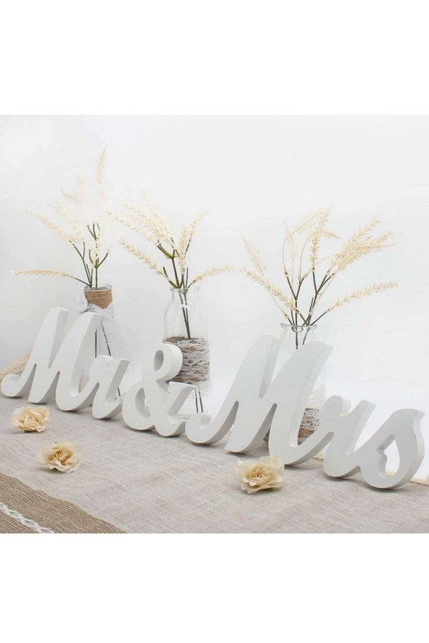 White Mr Mrs Sign for Wedding Table Large Mr and Miss Wooden Letters Party Decoration Head Table We