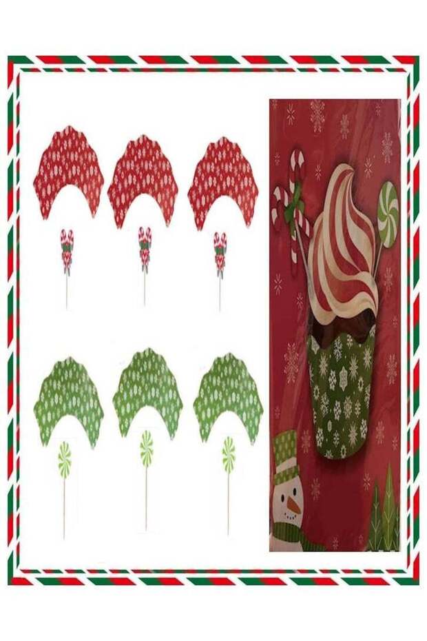 Christmas Xmas Cupcake Wrappers Covers and Toppers Holiday Party Cake Supplies Decoration 24 pcs