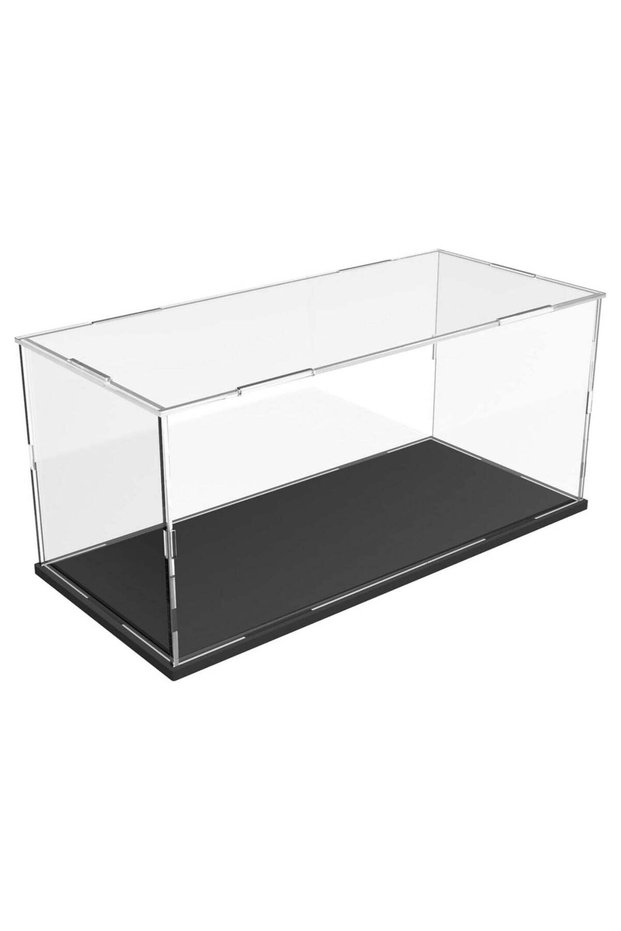 Acrylic Display Case with Black Base, Display Boxes for Collectibles Dustproof Protection Showcase