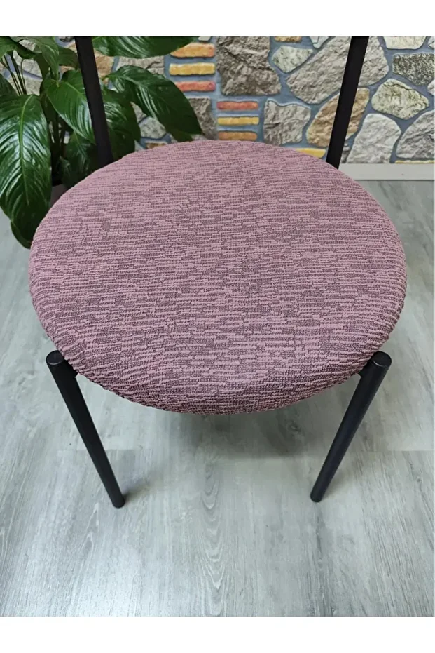 Pudra Renk Tabure Örtüsü 28-35 cm Uyumludur Kolay Sökülüp Takılır Lastikli 1 adet - 1