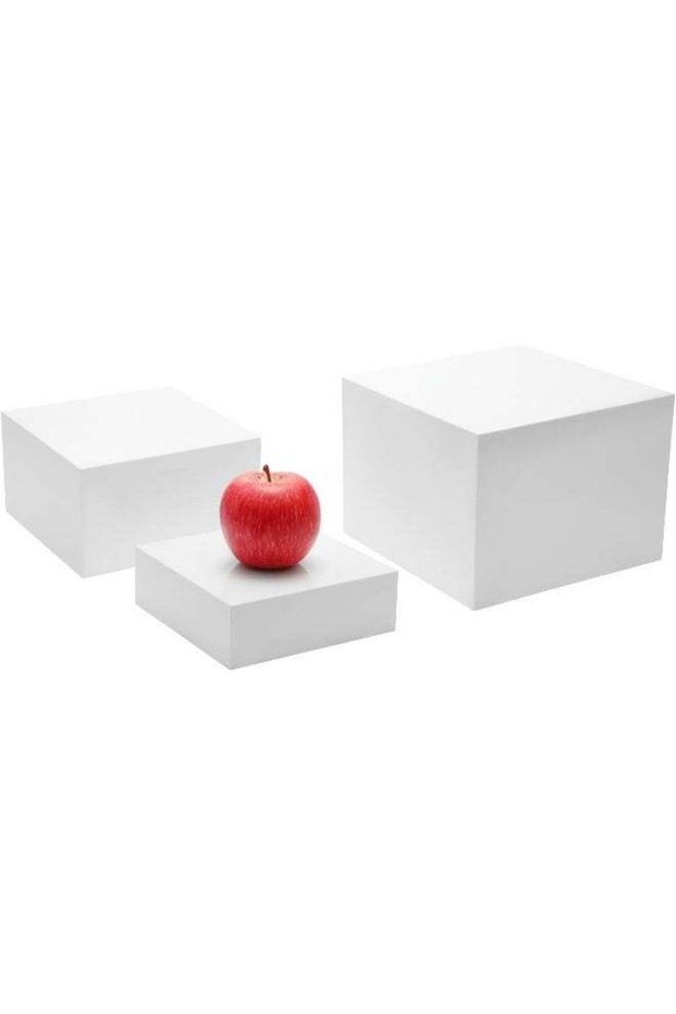 Glossy White Acrylic Cube Catering Buffet Riser, Nesting Display Stand Risers for food, Displays Sh