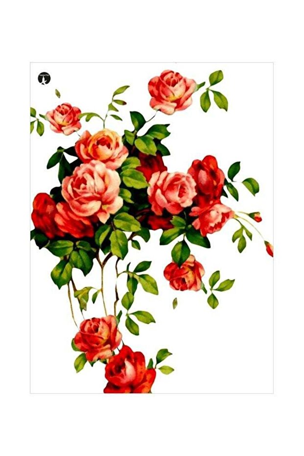 Roses Themed Decorative Metallic Plate White/Red/Green