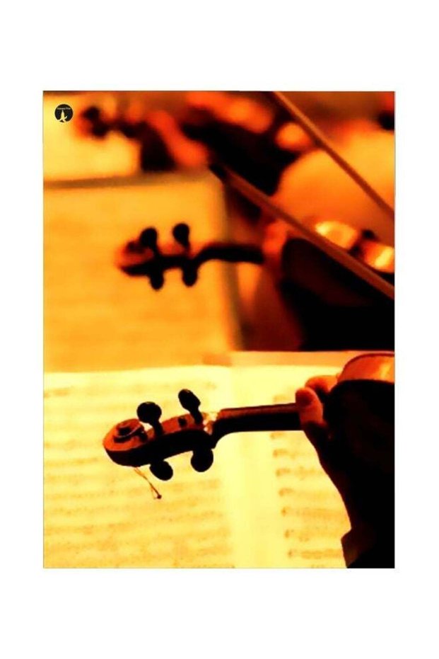 Violin Themed Metallic Plate Brown/Yellow/Black 20x15cm