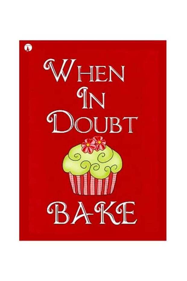 When In Doubt Bake Themed Metallic Plate Red/White/Yellow 20x15cm