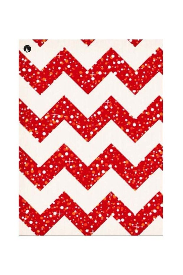 Zig Zag Themed Metallic Plate White/Red 20x15cm