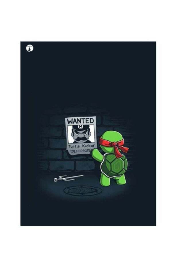Cartoon Turtle Themed Metallic Plate Black/Green/Red 20x15cm
