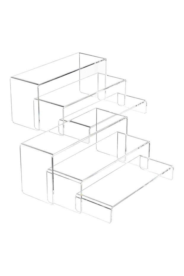 Acrylic Display Riser - 6 Pcs, 9" Large Clear Rectangular Stands, 2 Sets Display Risers for Candy,